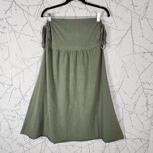 Of The Earth Green Organic Cotton Azlon Stretch Fit & Flare Midi Skirt